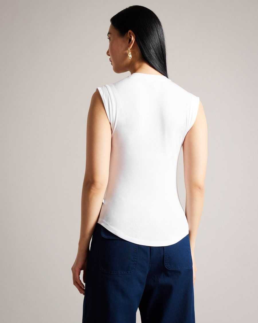 Ted Baker Brielll Fitted V Neck White | 6032591-XS