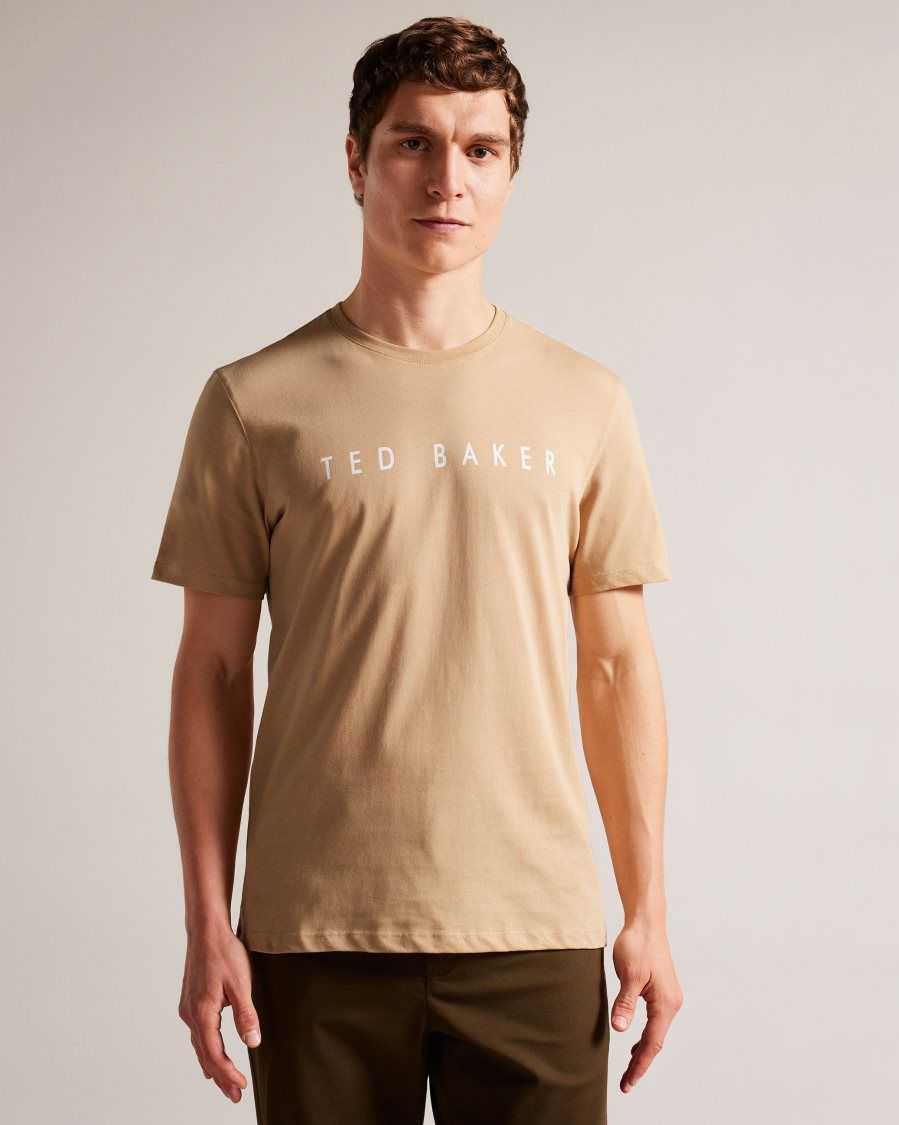 Ted Baker Broni Short Sleeve Branded T-Shirt Camel | 4589702-RJ