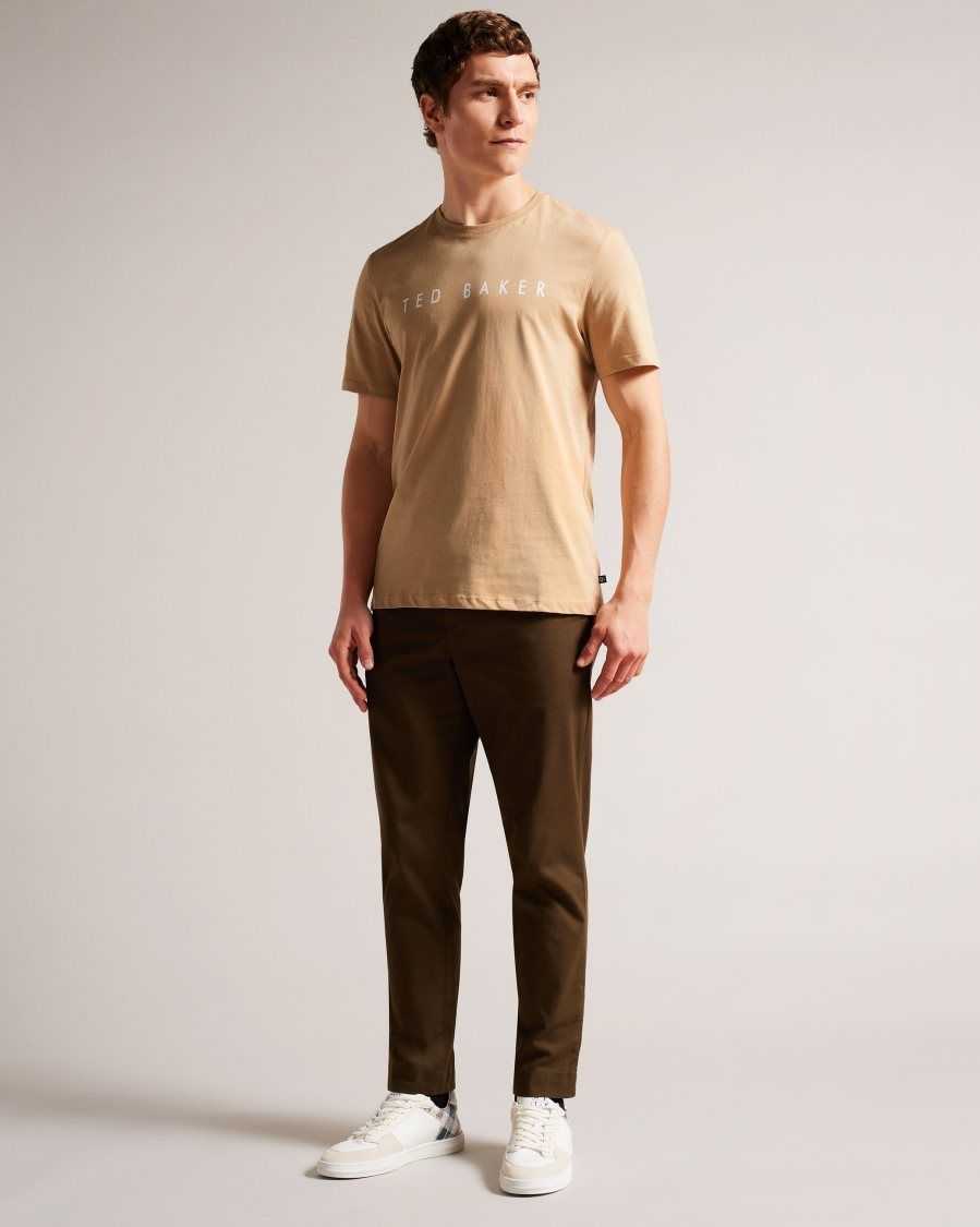 Ted Baker Broni Short Sleeve Branded T-Shirt Camel | 4589702-RJ