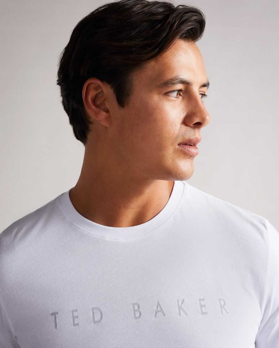 Ted Baker Broni Short Sleeve Branded T-Shirt White | 4738926-FY