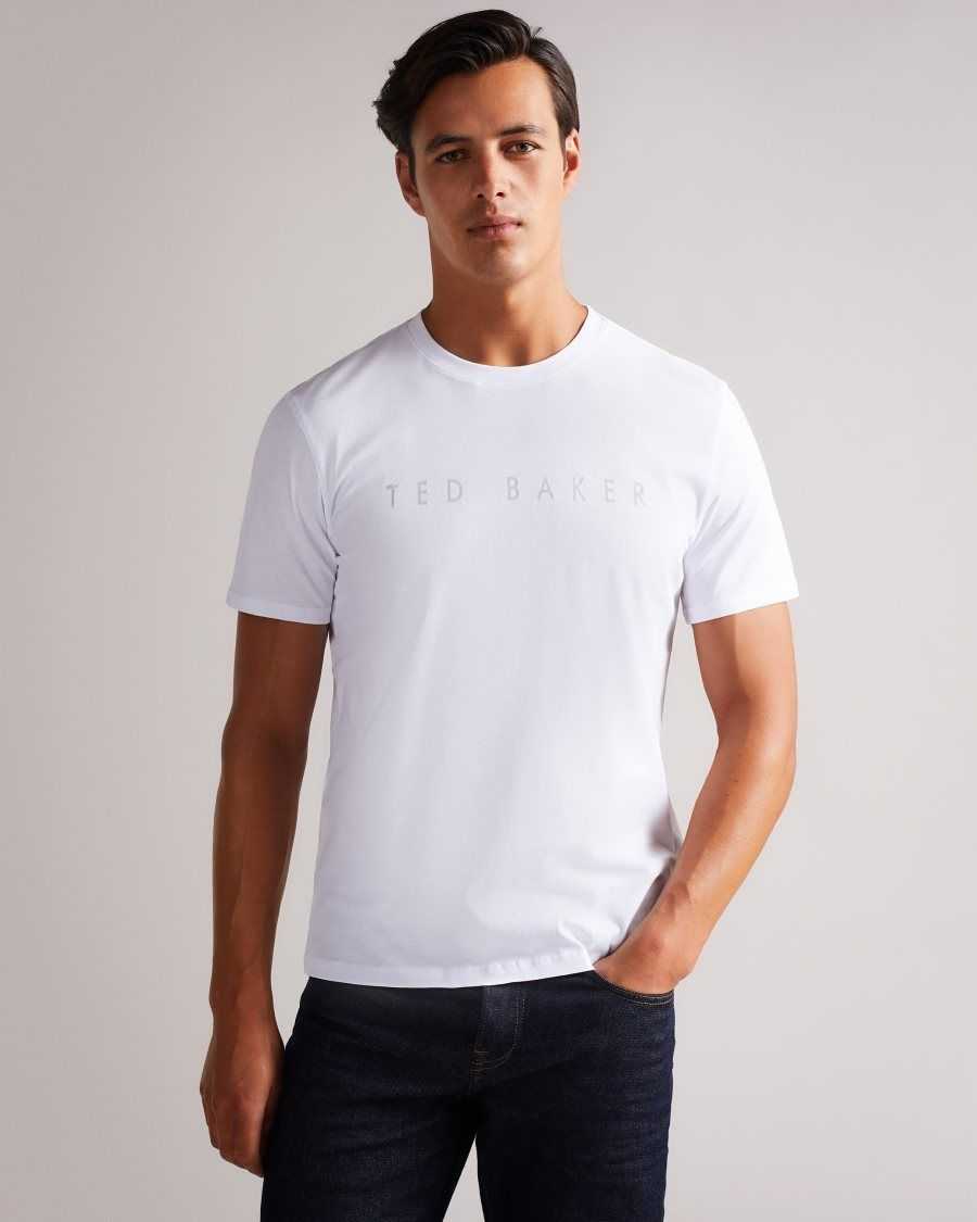 Ted Baker Broni Short Sleeve Branded T-Shirt White | 4738926-FY