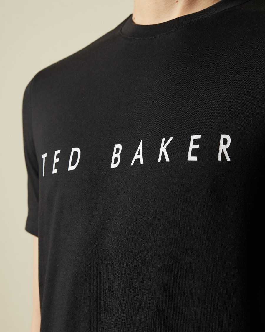 Ted Baker Broni Short Sleeve Branded T-Shirt Black | 9523684-WY