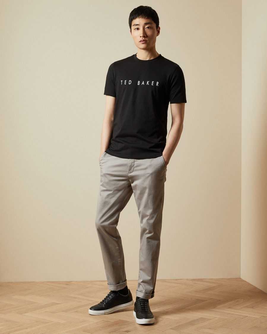 Ted Baker Broni Short Sleeve Branded T-Shirt Black | 9523684-WY