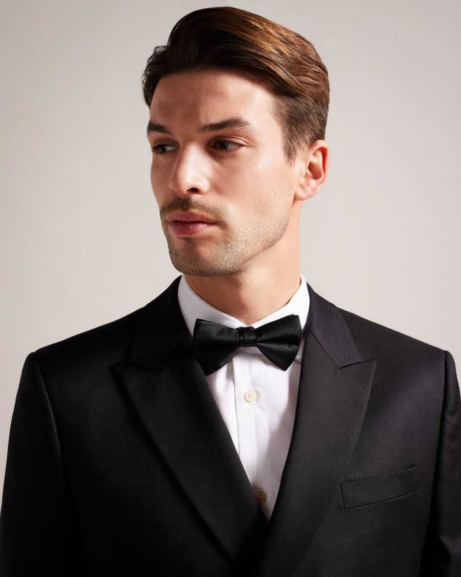 Ted Baker Brosney Ottoman Ribbed Silk Bow Tie Black | 8201947-KI