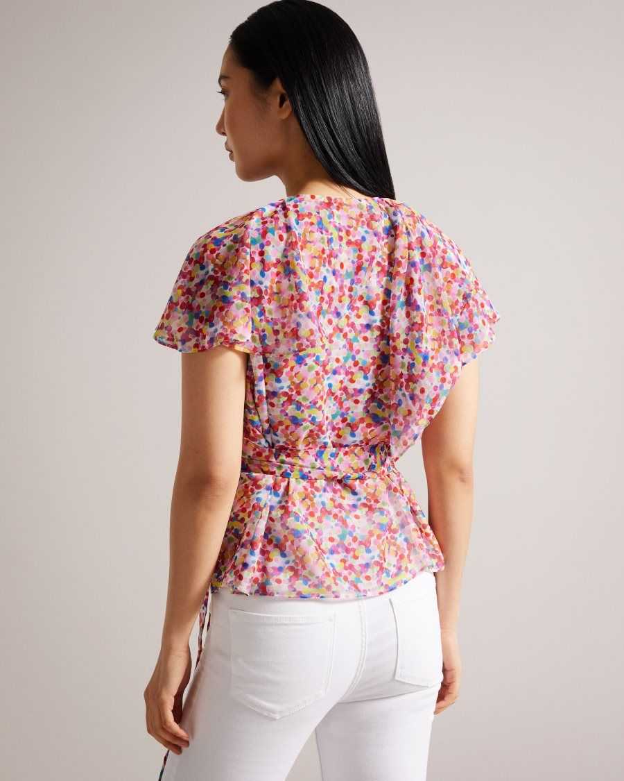 Ted Baker Brrooke Wrap Top With Ruffled Neckline White | 0275869-RT