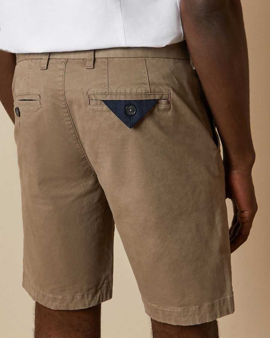 Ted Baker Buenose Cotton Chino Shorts Natural | 1348596-RX