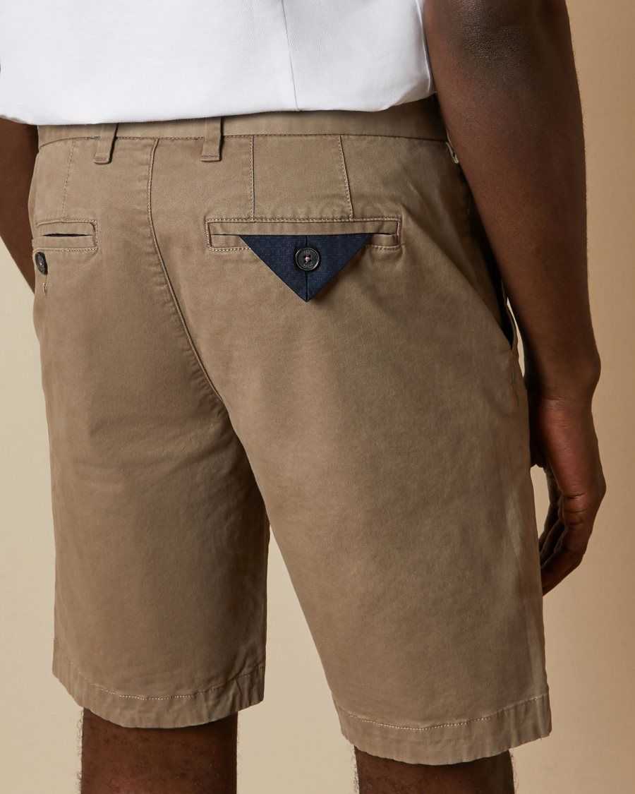 Ted Baker Buenose Cotton Chino Shorts Natural | 7261490-TK