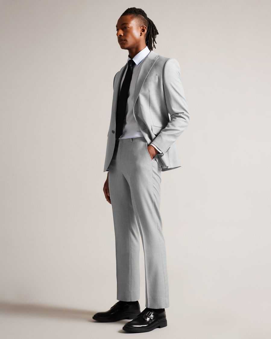 Ted Baker Byront Slim Fit Wool Trousers Light Grey | 3270149-BI