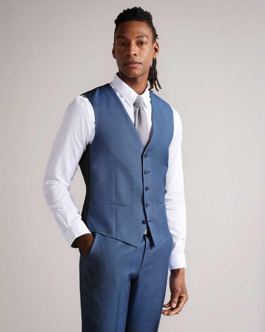 Ted Baker Camdewr Regular Light Blue Suit Waistcoat Light Blue | 4257931-WG