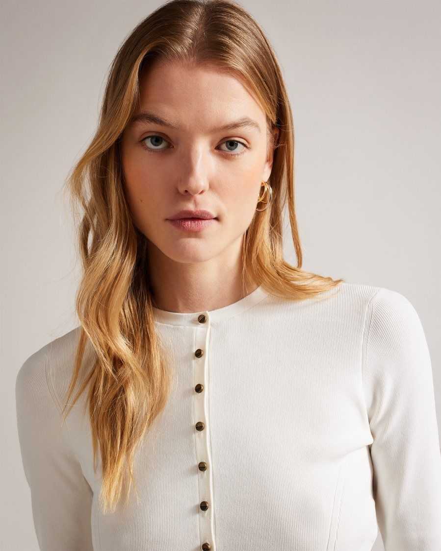 Ted Baker Camilda Rayon Cropped Cardigan White | 8103246-VT