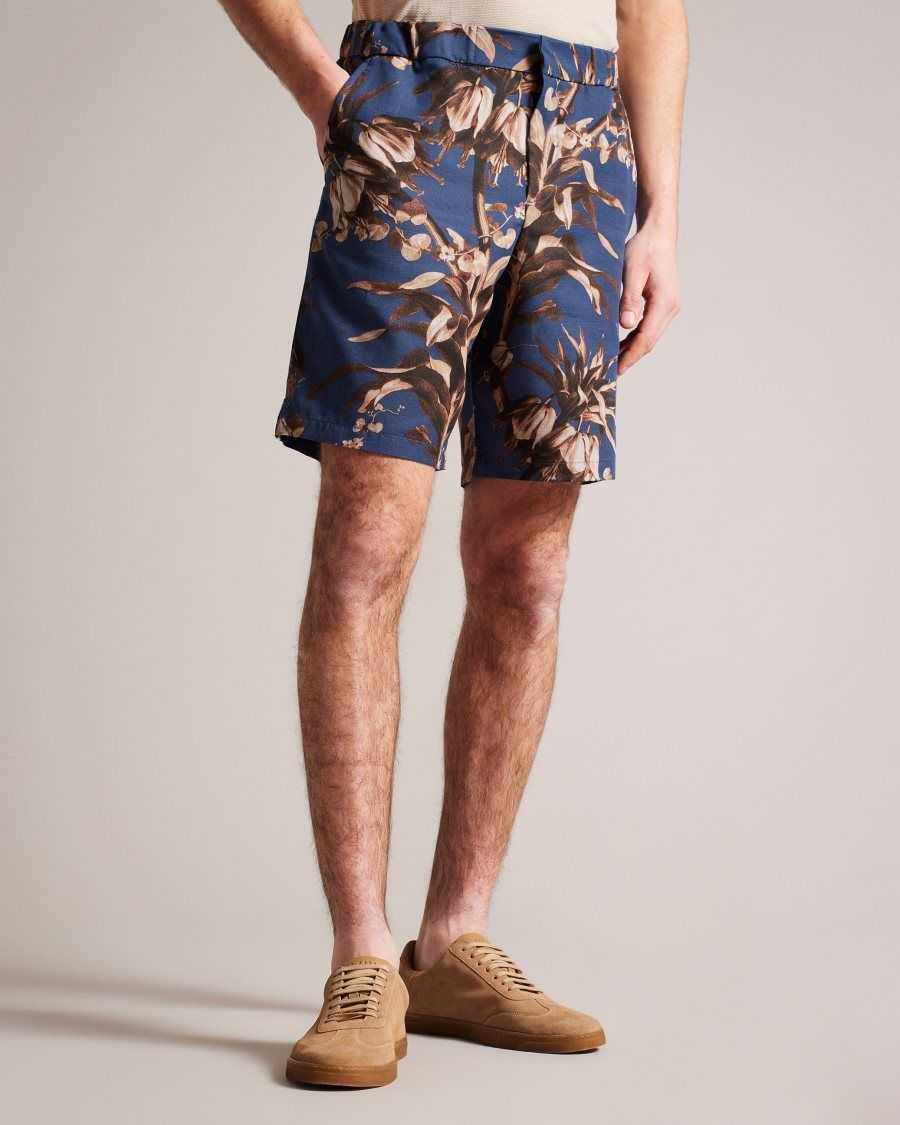 Ted Baker Canriya Botanical Print Shorts Navy | 6150347-BE