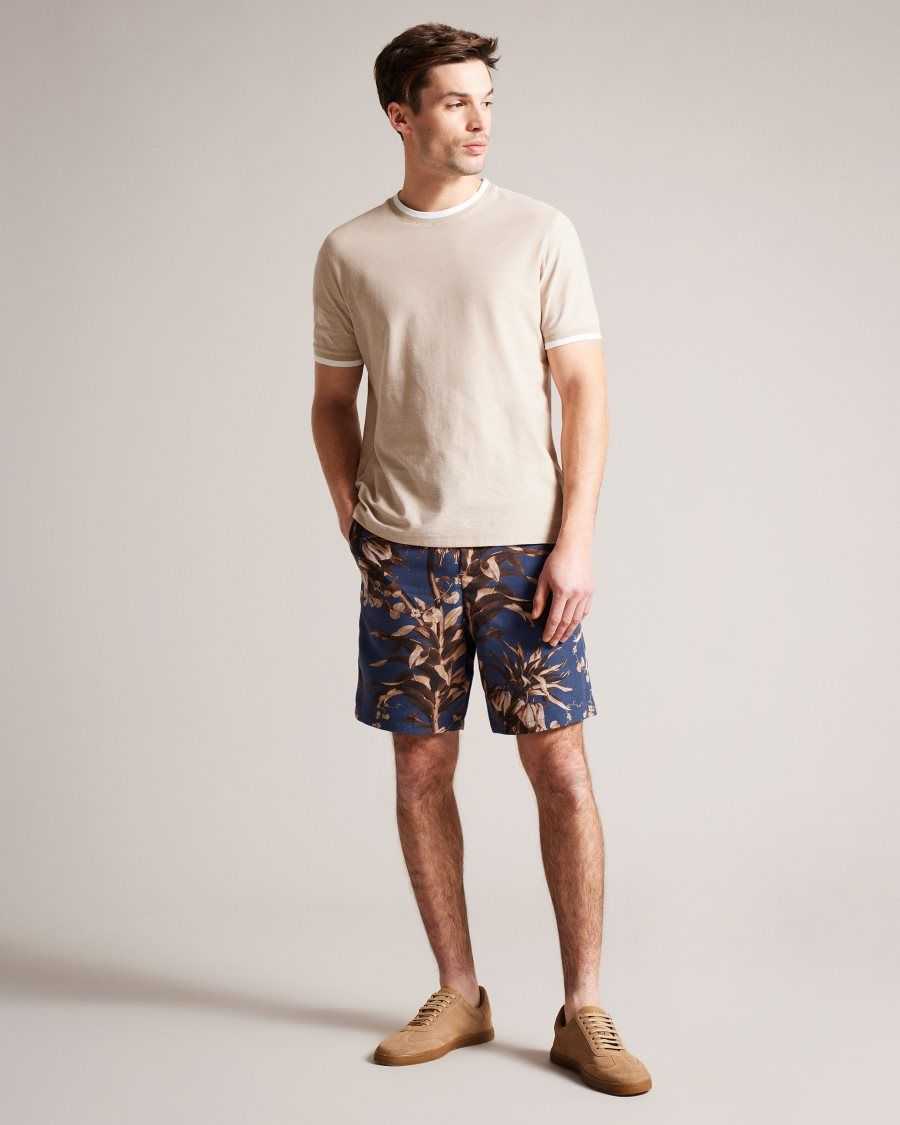 Ted Baker Canriya Botanical Print Shorts Navy | 6150347-BE