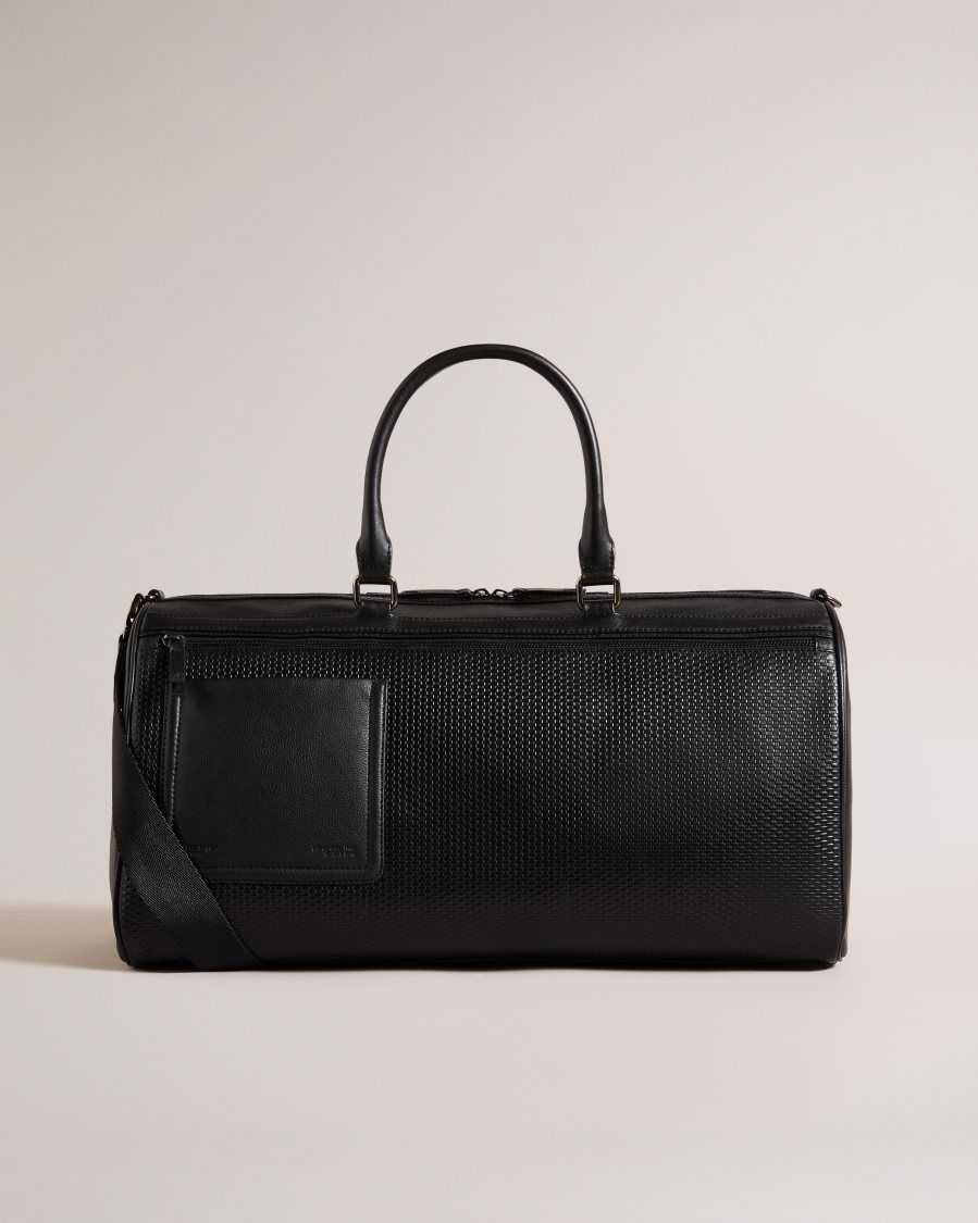 Ted Baker Canvay Textured Leather Holdall Black | 1798046-NG