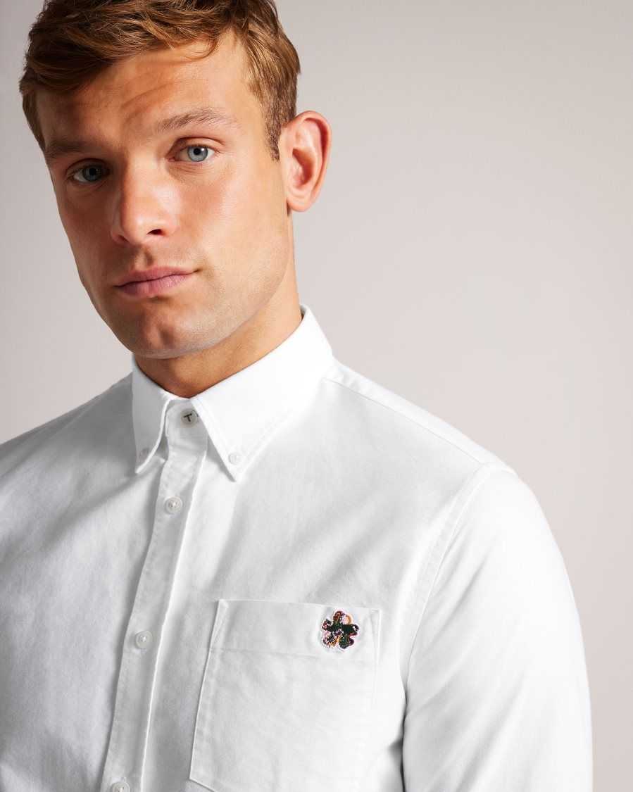 Ted Baker Caplet Long Sleeve Oxford Shirt White | 8712436-JX