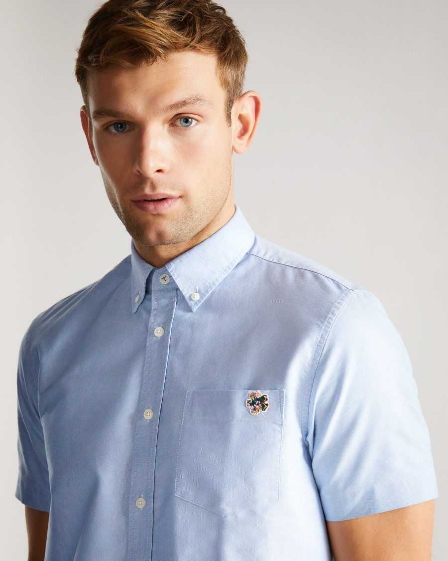 Ted Baker Capsho Short Sleeve Oxford Shirt Blue | 7125864-MC