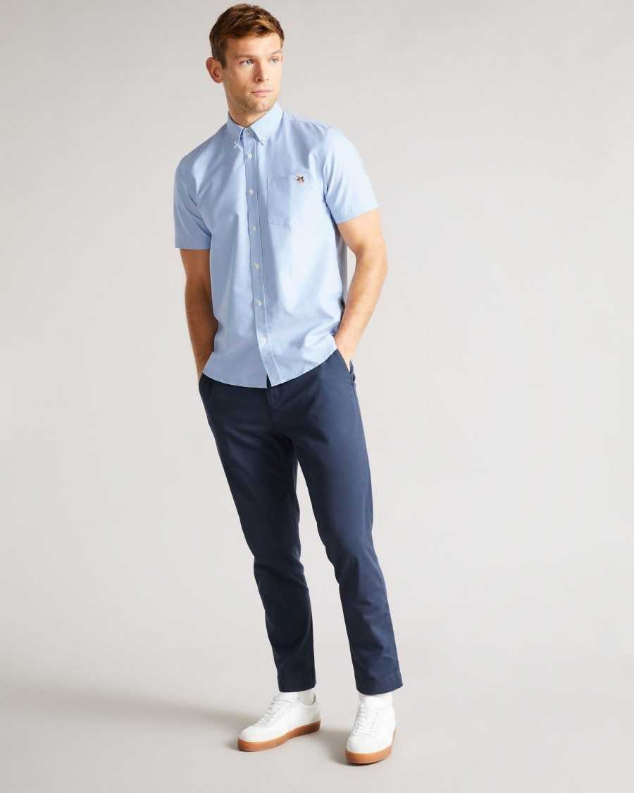 Ted Baker Capsho Short Sleeve Oxford Shirt Blue | 7125864-MC