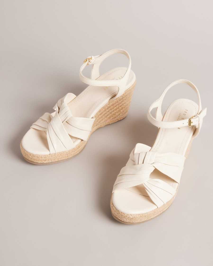 Ted Baker Carda Knotted Wedge Espadrille Sandals Ivory | 7693251-QE