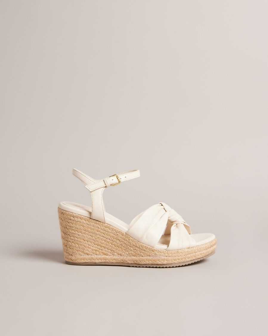 Ted Baker Carda Knotted Wedge Espadrille Sandals Ivory | 7693251-QE