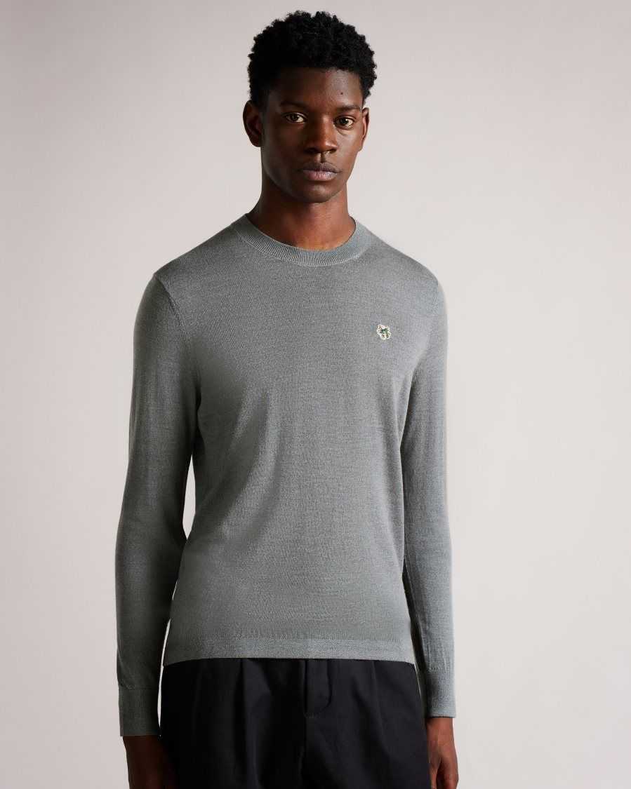 Ted Baker Cardiff Merino Wool Crew Neck Jumper Charcoal | 6532940-AR