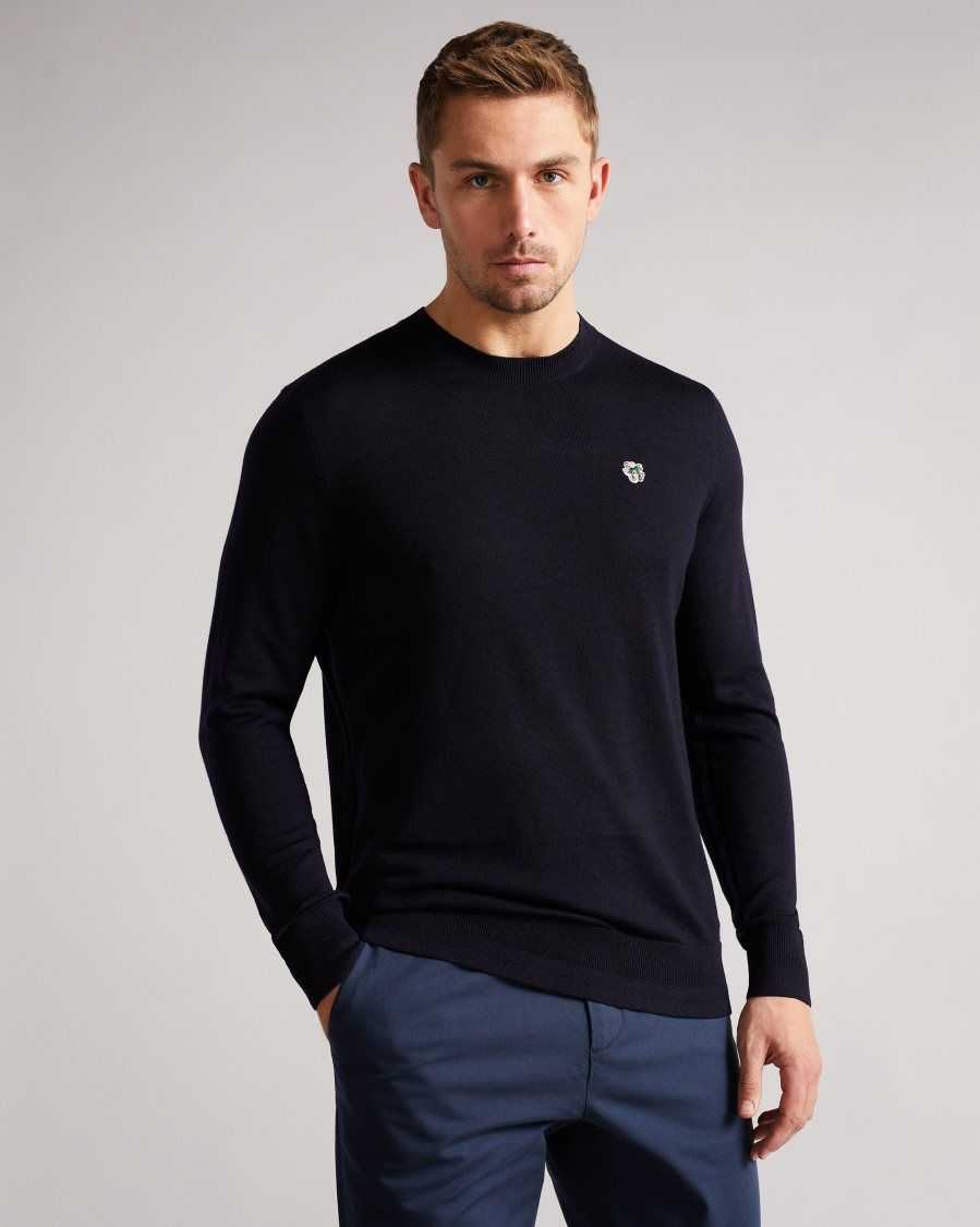 Ted Baker Cardiff Merino Wool Crew Neck Jumper Navy | 9254308-IJ