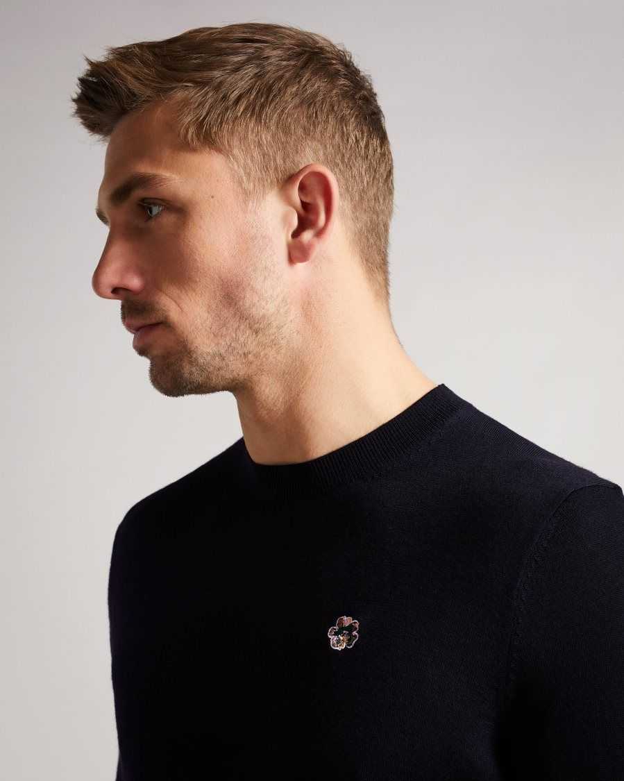 Ted Baker Cardiff Merino Wool Crew Neck Jumper Navy | 9254308-IJ