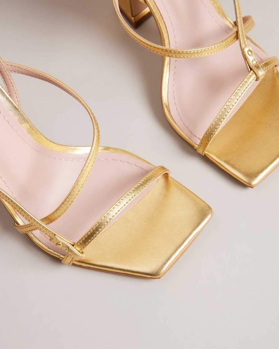 Ted Baker Cayena Strappy Geometric Heeled Sandals Gold | 3184726-YV