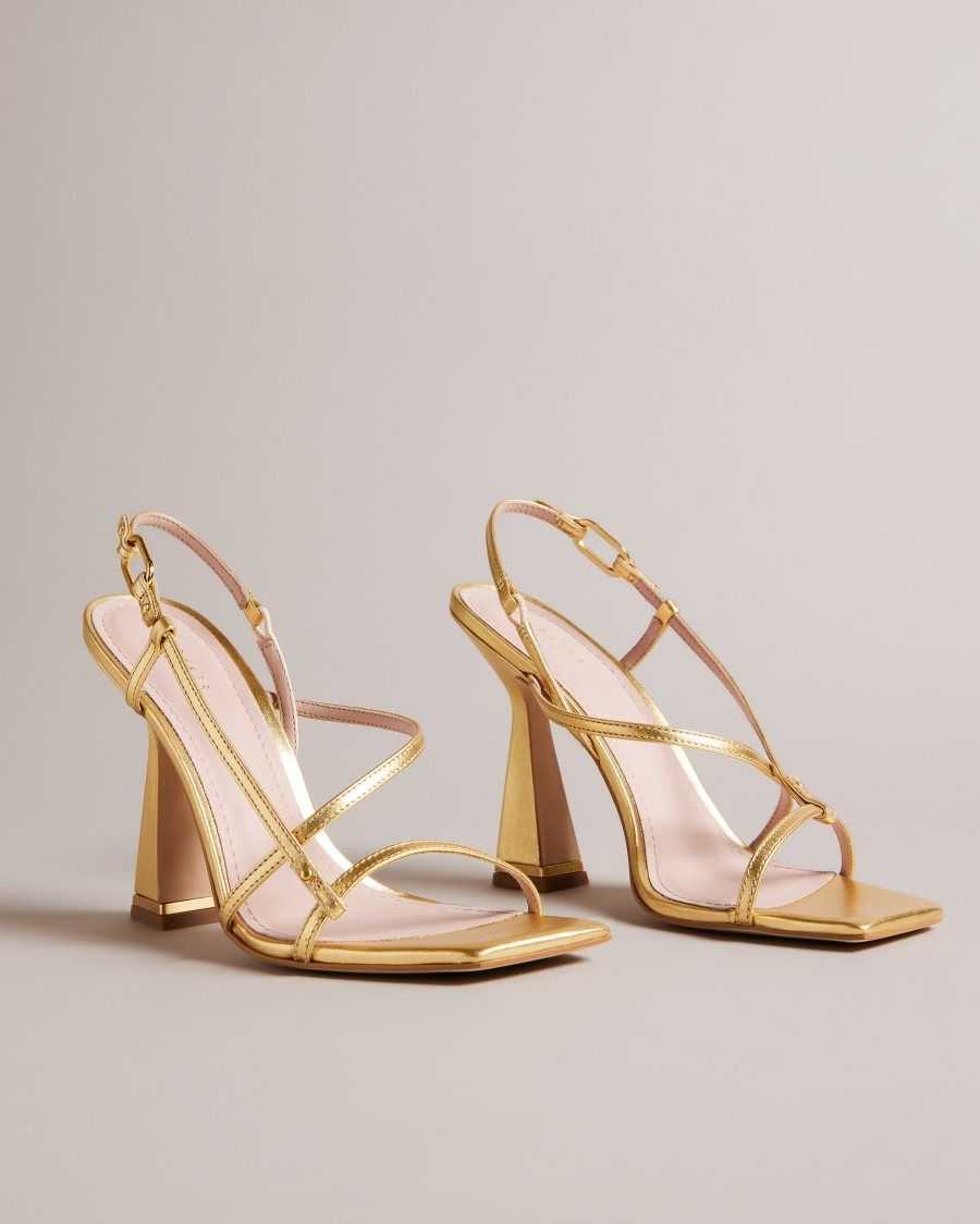 Ted Baker Cayena Strappy Geometric Heeled Sandals Gold | 3184726-YV