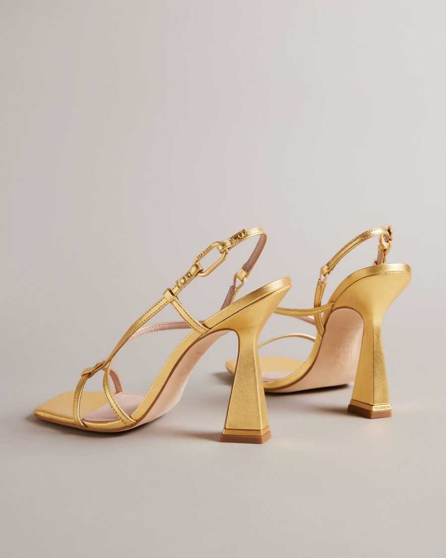 Ted Baker Cayena Strappy Geometric Heeled Sandals Gold | 3184726-YV