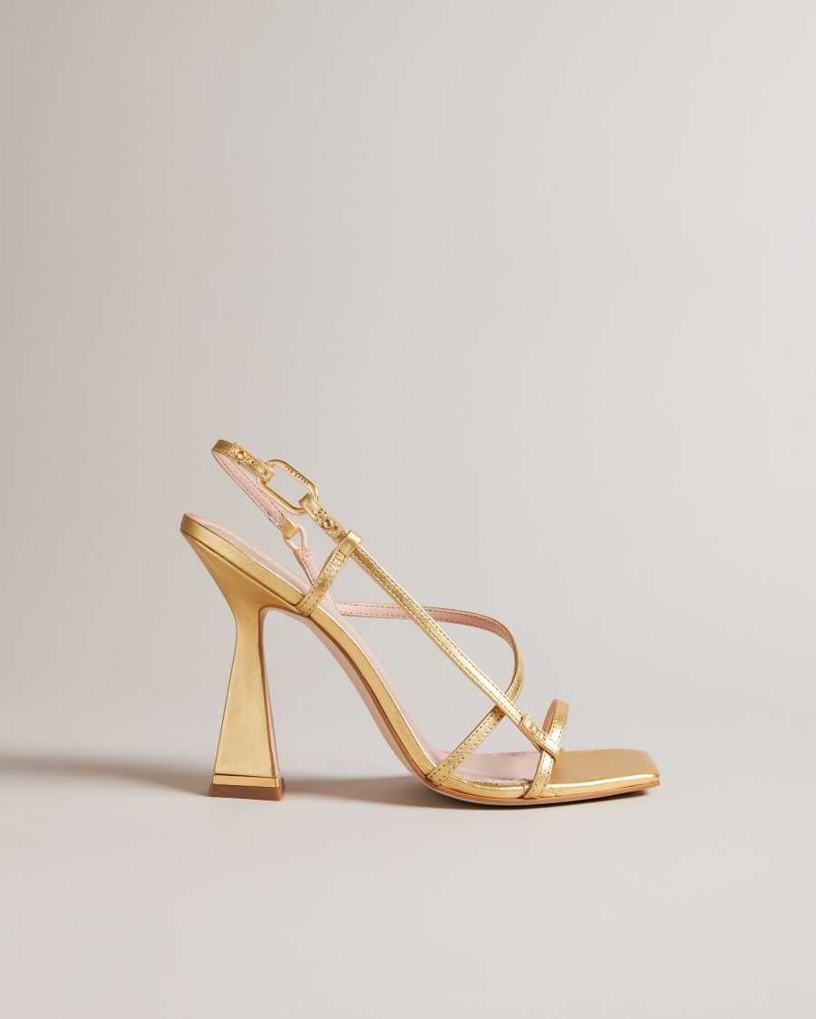 Ted Baker Cayena Strappy Geometric Heeled Sandals Gold | 3184726-YV