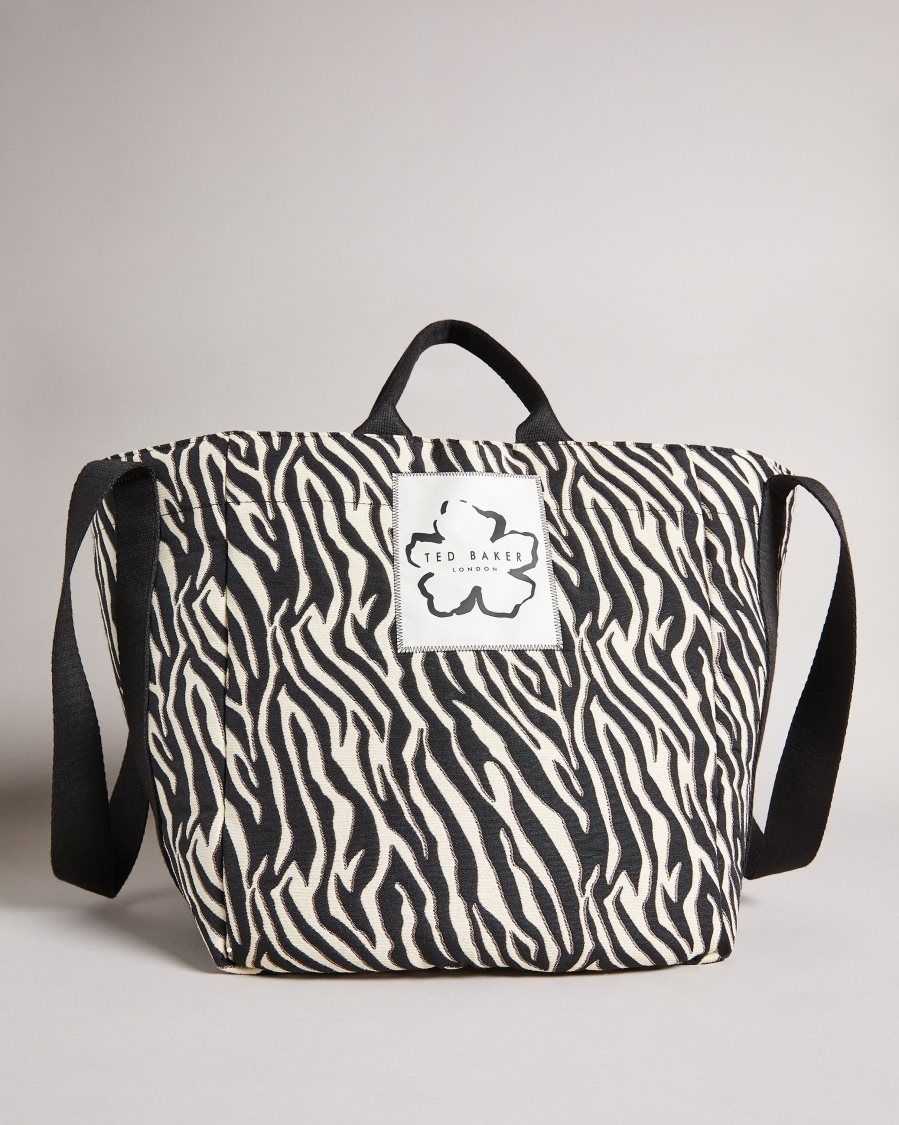 Ted Baker Cayzeba Zebra Detail Large Nylon Tote White | 7249810-DH