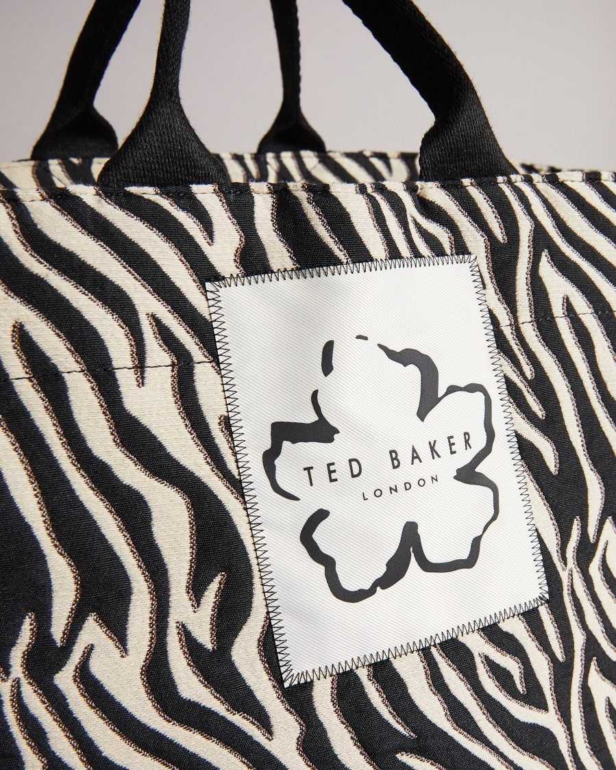 Ted Baker Cayzeba Zebra Detail Large Nylon Tote White | 7249810-DH