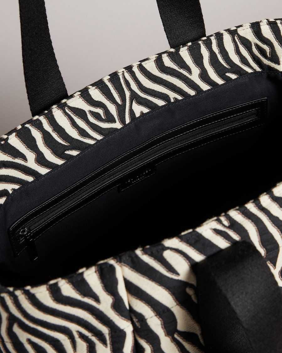 Ted Baker Cayzeba Zebra Detail Large Nylon Tote White | 7249810-DH