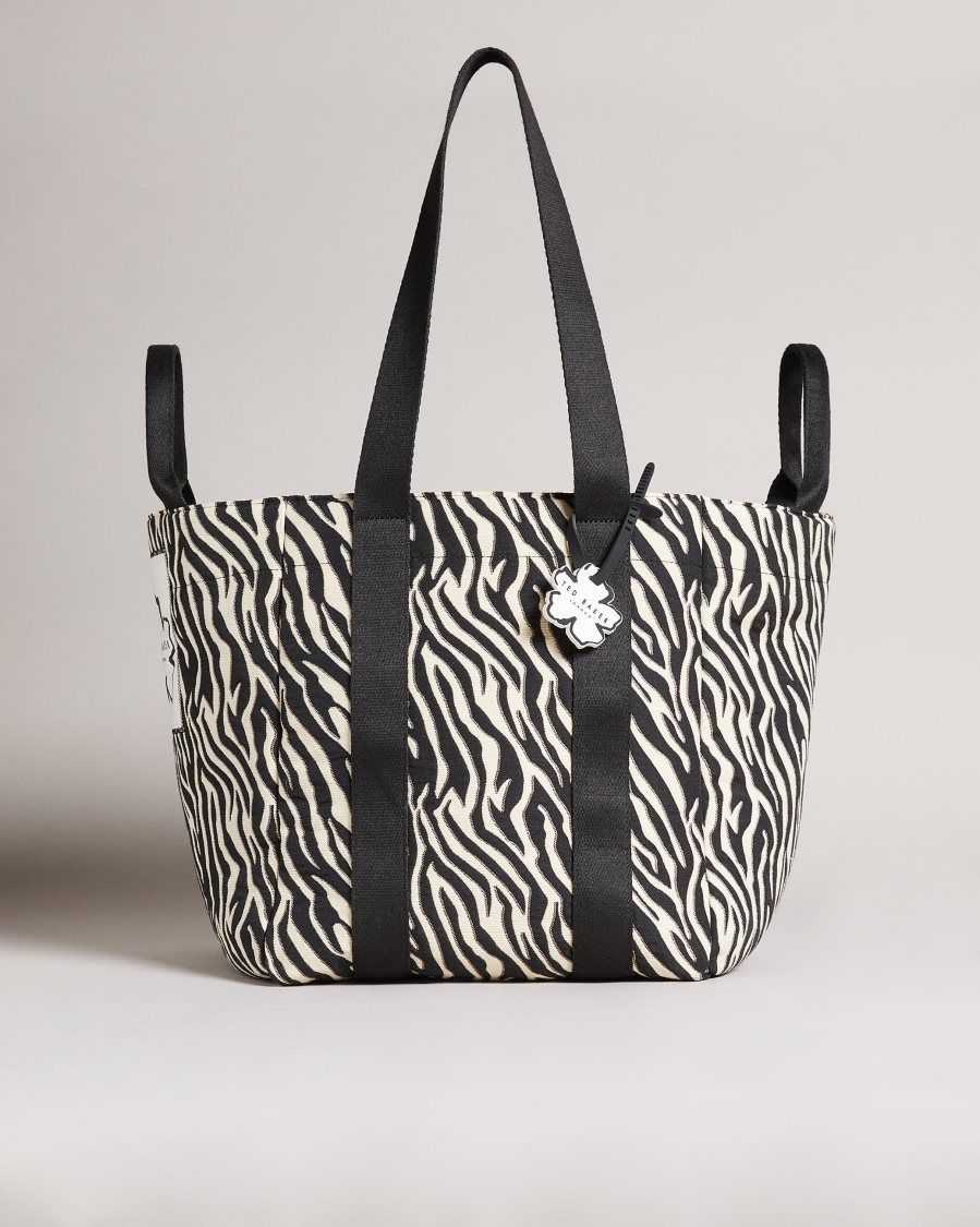 Ted Baker Cayzeba Zebra Detail Large Nylon Tote White | 7249810-DH