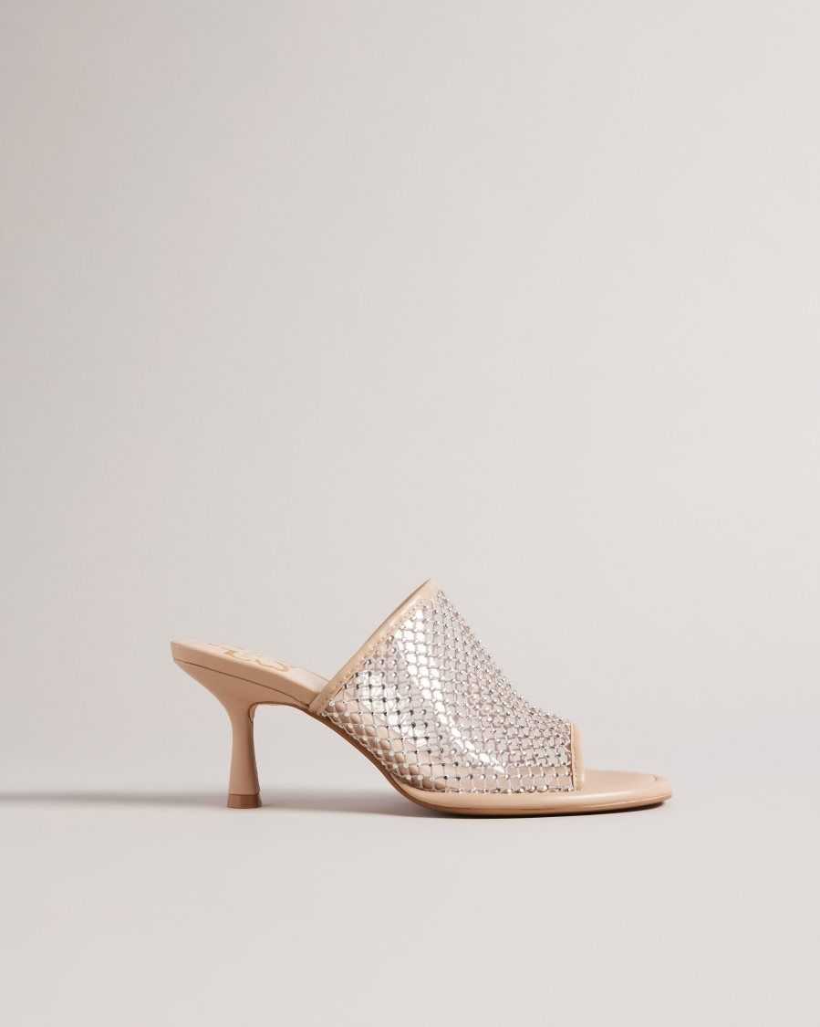 Ted Baker Celya Crystal Mesh Heeled Sandals Nude | 6302817-OG