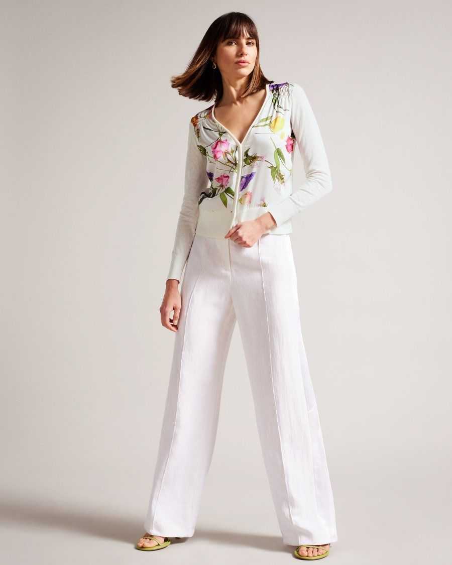 Ted Baker Chantri Woven Front Printed Cardigan White | 6870249-AI