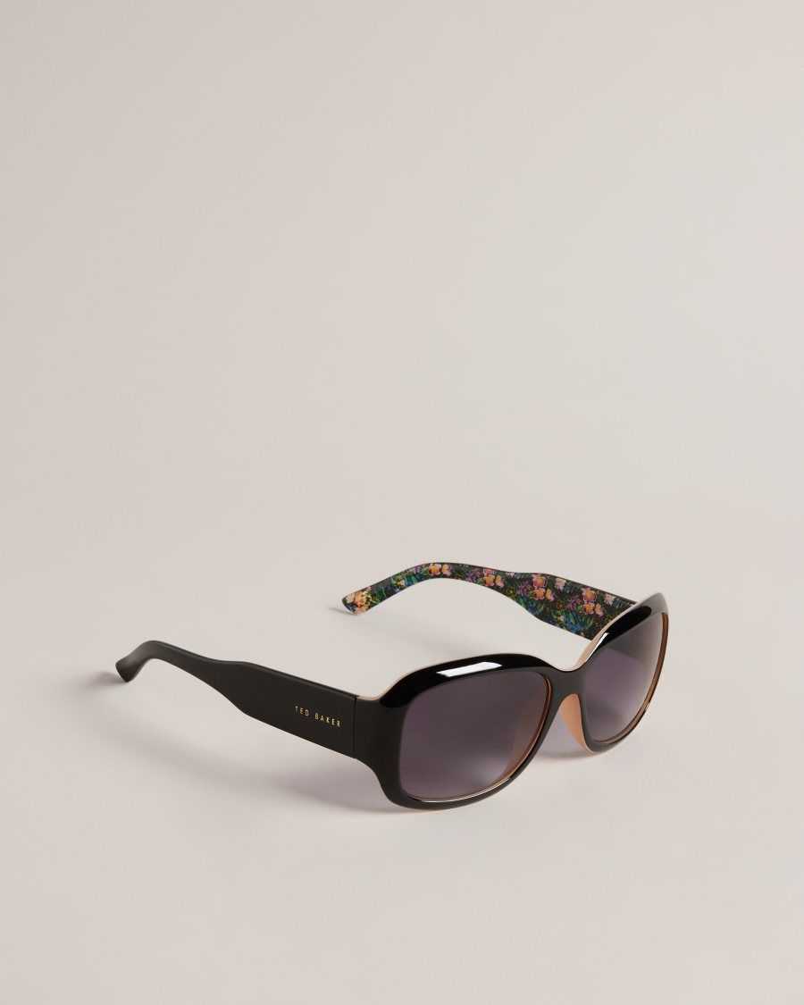 Ted Baker Charlsy Oversized Rectangle Frame Sunglasses Black | 8945370-CQ