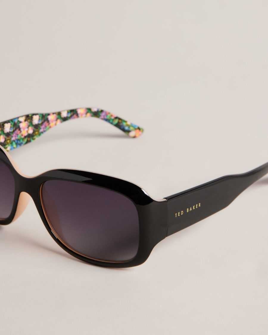 Ted Baker Charlsy Oversized Rectangle Frame Sunglasses Black | 8945370-CQ