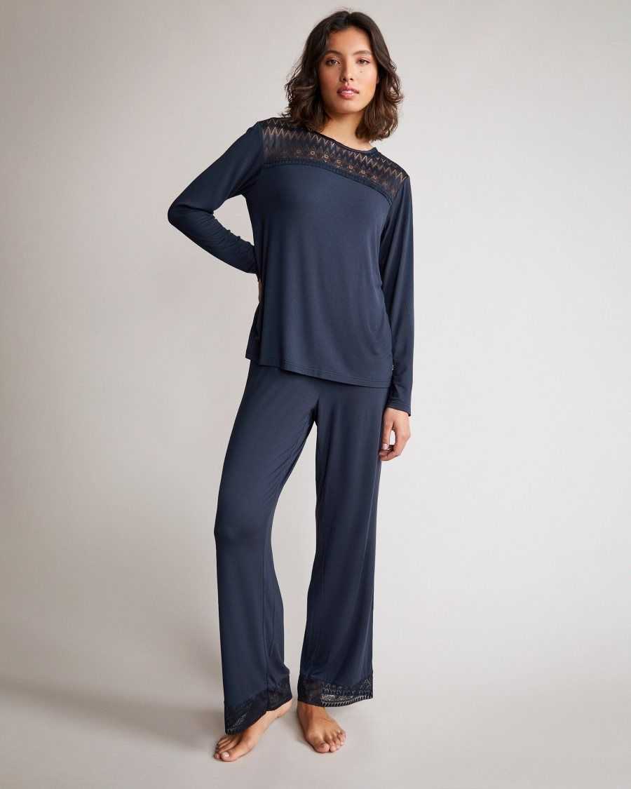 Ted Baker Chelser Modal Long Sleeve Pyjama Set Navy | 1396548-LP