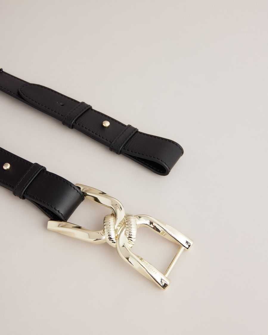 Ted Baker Chelt Twisted Buckle Belt Black | 7632914-KI