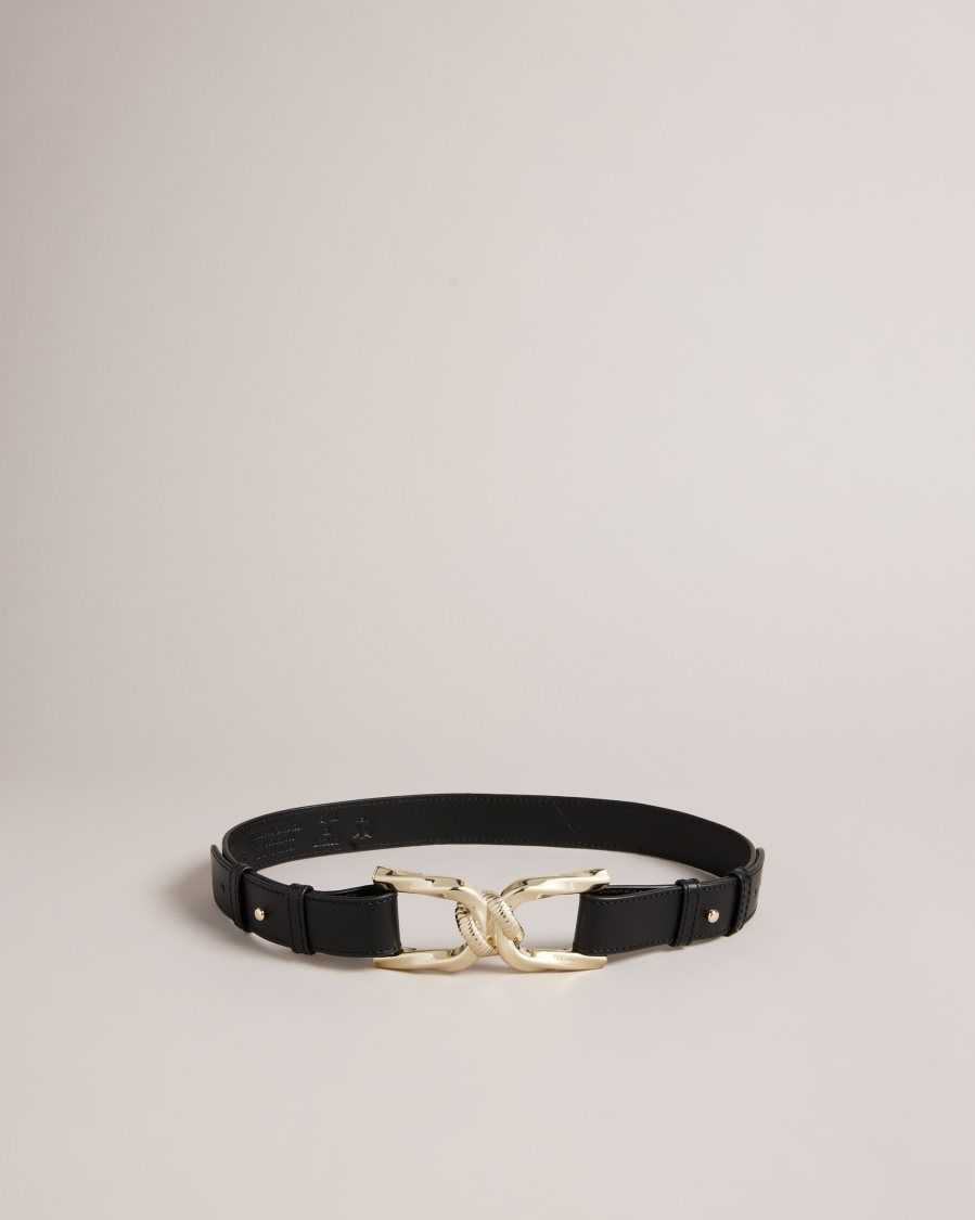 Ted Baker Chelt Twisted Buckle Belt Black | 7632914-KI