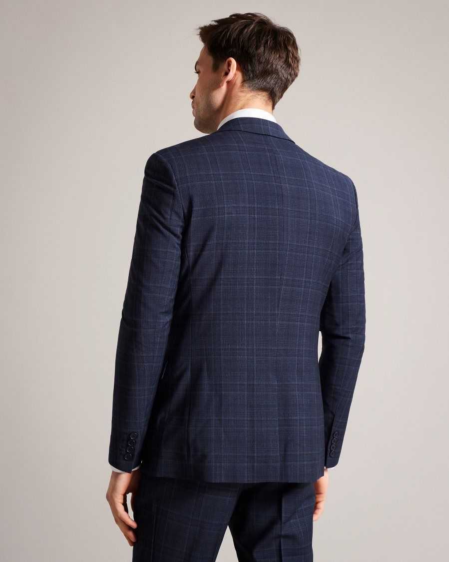 Ted Baker Chesijs Tonal Check Suit Jacket Navy | 3721856-ZT