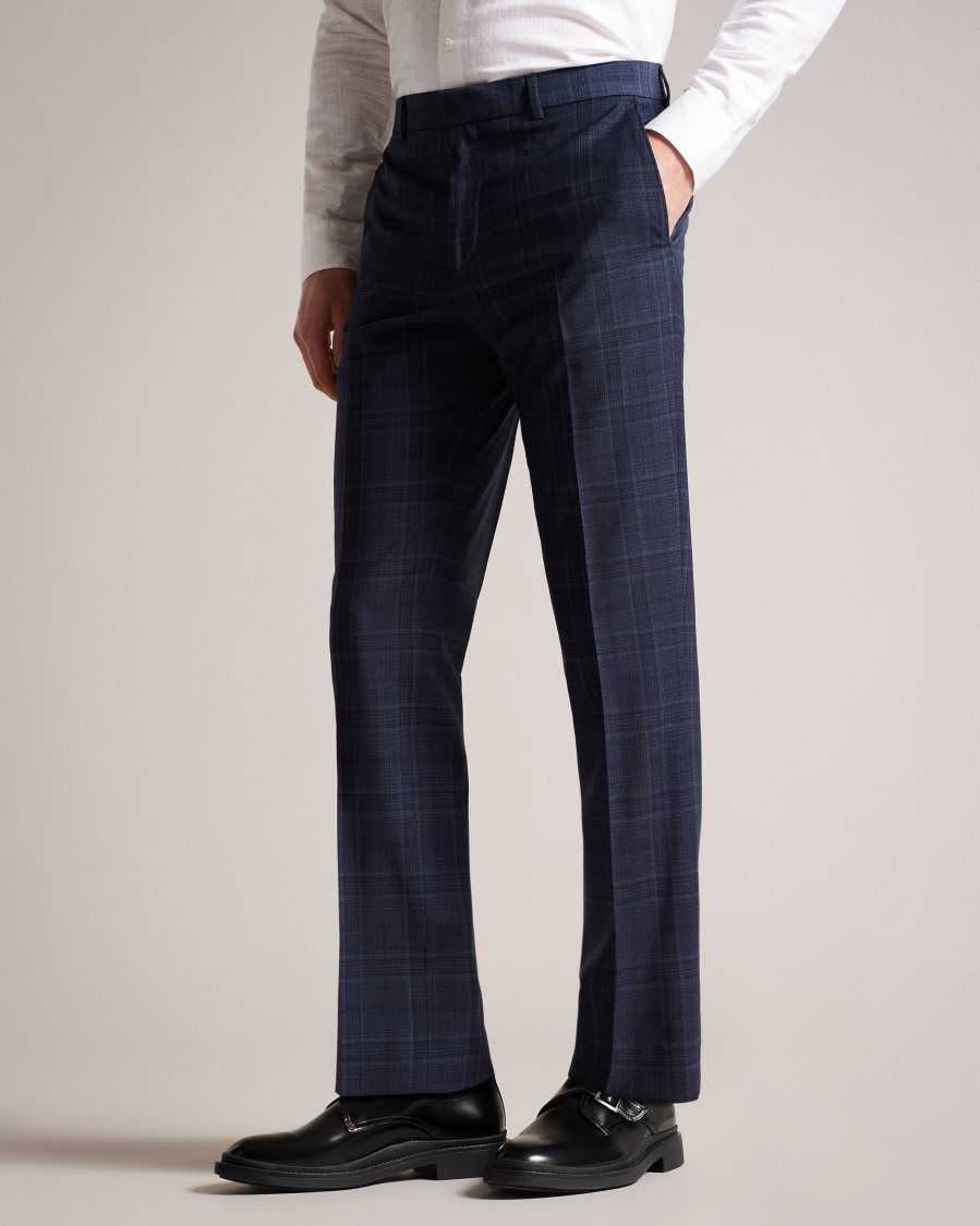 Ted Baker Chesits Tonal Check Suit Trousers Navy | 9053648-RF