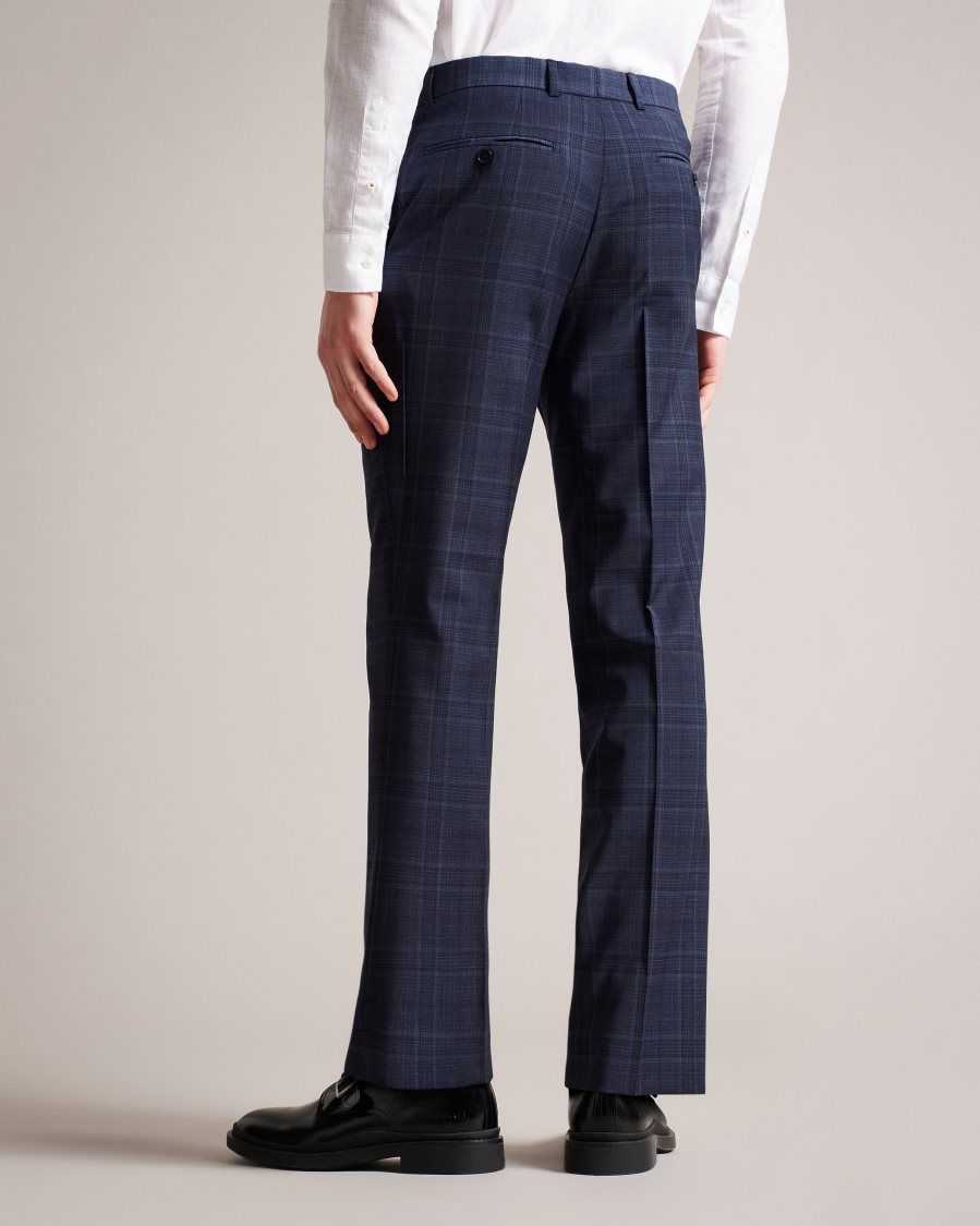 Ted Baker Chesits Tonal Check Suit Trousers Navy | 9053648-RF