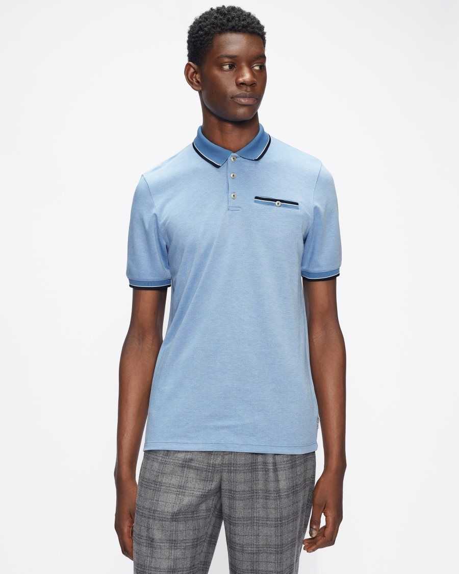 Ted Baker Chipa Short Sleeve Polo Shirt Blue | 2534786-EY