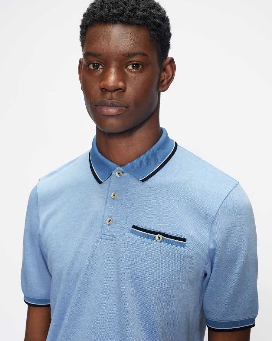 Ted Baker Chipa Short Sleeve Polo Shirt Blue | 2534786-EY