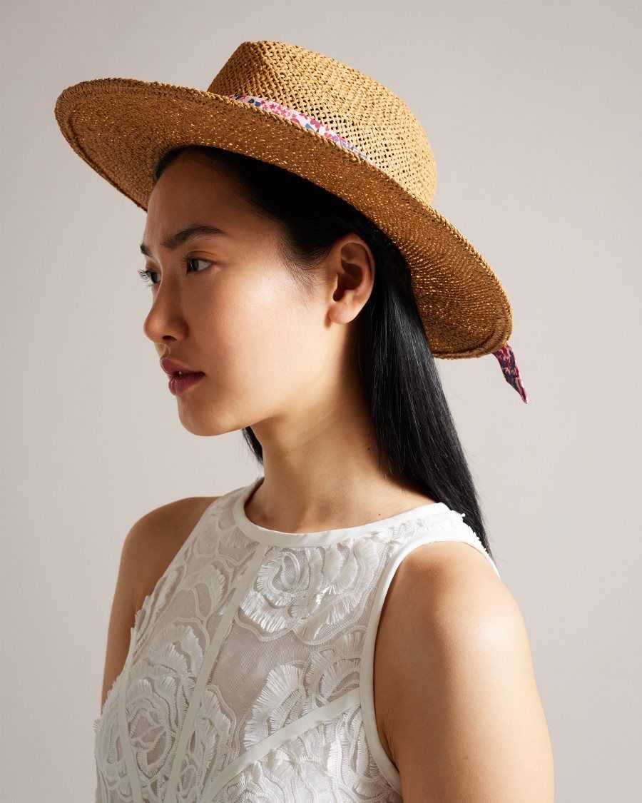 Ted Baker Clairi Floral Bow Straw Hat Natural | 2137485-WT