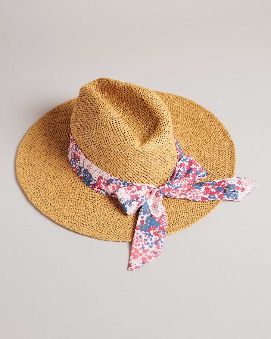 Ted Baker Clairi Floral Bow Straw Hat Natural | 2137485-WT