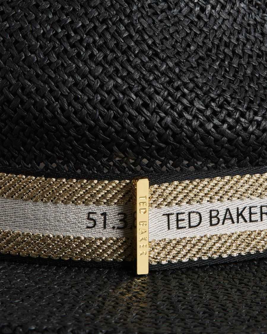 Ted Baker Clairie Straw Fedora Black | 1923078-BU