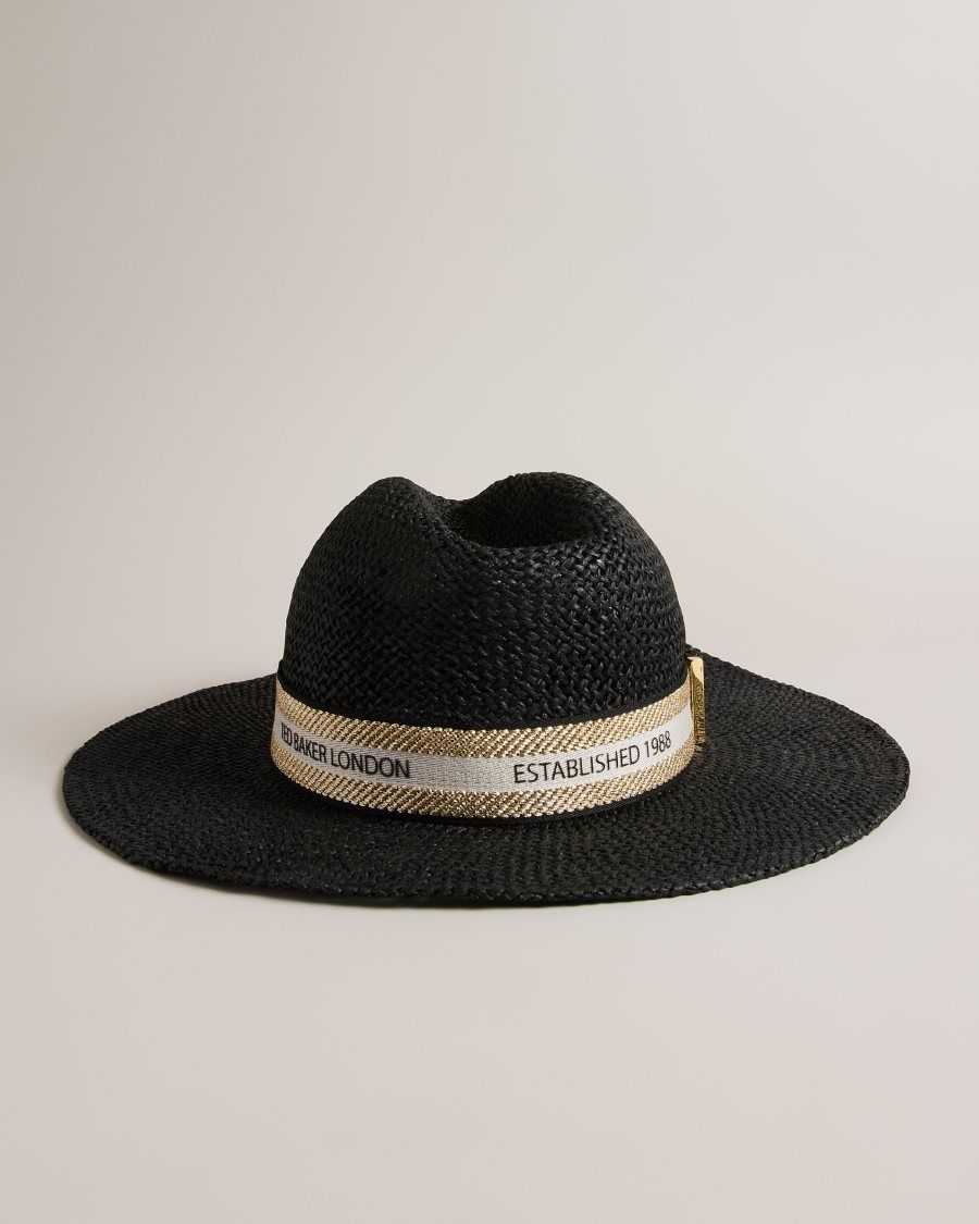 Ted Baker Clairie Straw Fedora Black | 1923078-BU