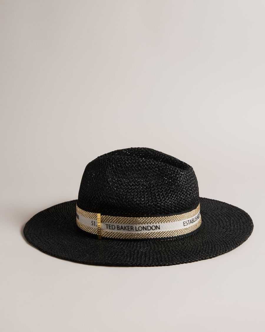 Ted Baker Clairie Straw Fedora Black | 1923078-BU